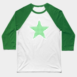 Green and White Gingham Star Baseball T-Shirt